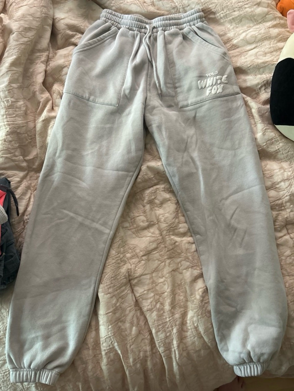 White Fox Boutique Light Gray Fleece Track Pants